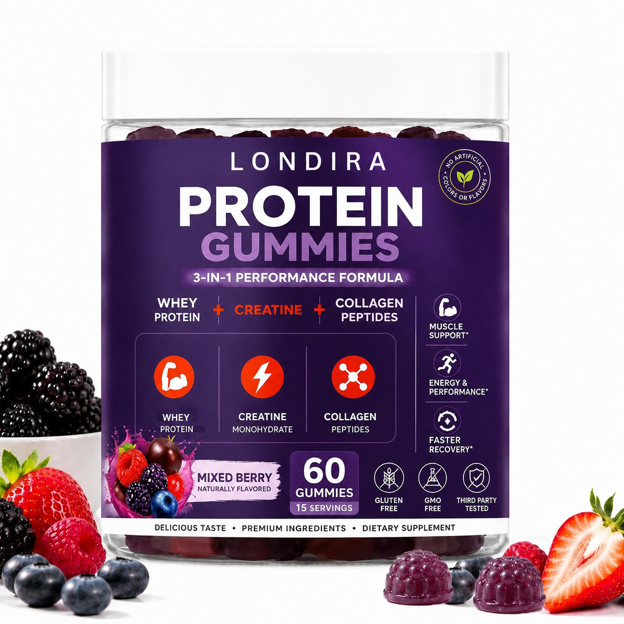 Londira 3 in 1 Whey Protein Gummies jar